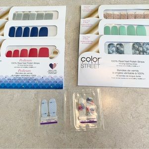 NEW SEALED Lot of 6 Color Street 100% Real Nail Polish Strips + Free Accents